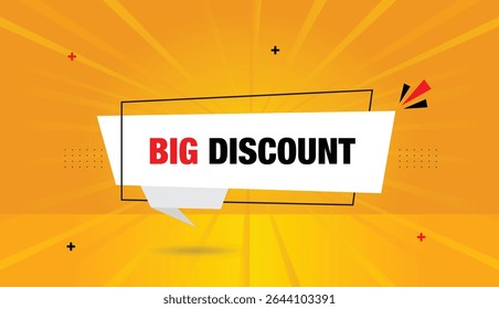Big discount web banner vector art design icon label illustration template design with white shapes orange yellow gradient abstract background in 4k perfect for business promotions and unique branding