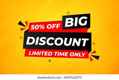Big Discounts sale banner vector template. Discount banner. Sale label and discounts background, Discount Promotion marketing poster design for web and Social. Vector Illustration.