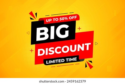 Big Discounts sale banner vector template. Discount banner. Sale label and discounts background, Discount Promotion marketing poster design for web and Social. Vector Illustration.