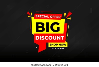 Big Discounts sale banner vector template. Discount banner. Sale label and discounts background, Discount Promotion marketing poster design for web and Social. Vector Illustration.