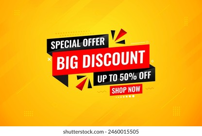 Big Discounts sale banner vector template. Discount banner. Sale label and discounts background, Discount Promotion marketing poster design for web and Social. Vector Illustration.