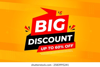 Big Discounts sale banner vector template. Discount banner. Sale label and discounts background, Discount Promotion marketing poster design for web and Social. Vector Illustration.