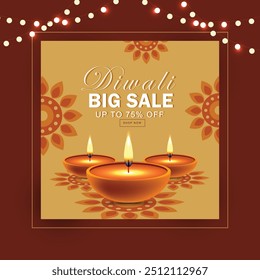 Big Diwali festival venda modelo banner oferta design isolado no fundo marrom