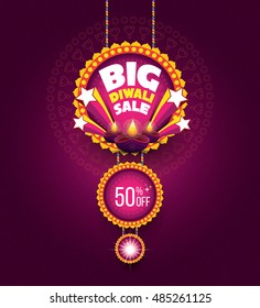 Big Diwali Sale Banner Design Template - Traditional Diwali Festive Offer Layout