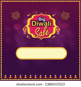 Gran unidad de logotipo de venta Diwali. Plantilla de publicidad Diwali Ilustración de vectores de publicaciones en medios sociales. Cartel de la oferta comercial, de venta y electrónica