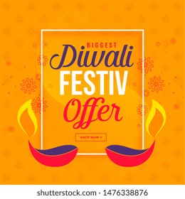big diwali sale and offer background with diya