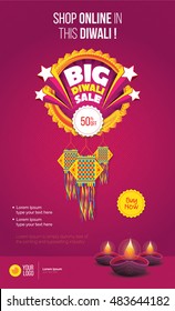 Big Diwali Sale Poster Design Template with Lamps