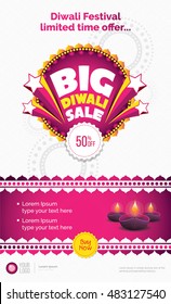 Big Diwali Sale Template - Diwali Festival Offer Template with Lamps