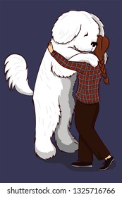 Big dog hug woman