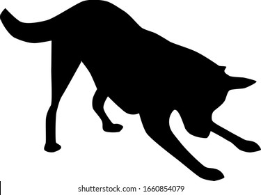 big dog in playing pose from the side silhouette vector isolated on white background