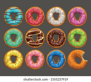 big donuts set on dark