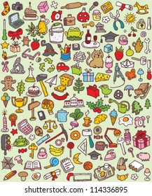 Big Doodle Icons Set : collection of numerous small hand-drawn illustrations (vignette) : No. 1