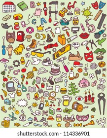 Big Doodle Icons Set : collection of numerous small hand-drawn illustrations (vignette) : No. 3