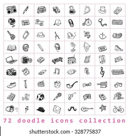  Big doodle set, collection icon, vector.