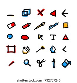 Big doodle set, collection icon isolated on white