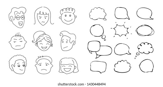 Big doodle set of hand draw icons. Vector collection.