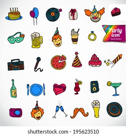Big doodle set - holiday, vector design element in color