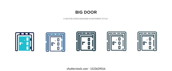 big door icon in different style vector illustration. two colored and black big door vector icons designed in filled, outline, line and stroke style can be used for web, mobile, ui