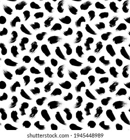 Motif harmonieux vectoriel grands points. Fond d'écran à motif POKA. Motif abstrait de points ou de points noir shabby audacieux sur fond blanc. Oeuvres noires dessinées à la main pour le papier peint, le textile et le tissu