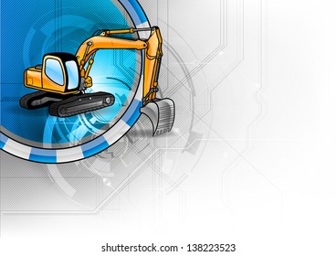 big dozer on the blue background