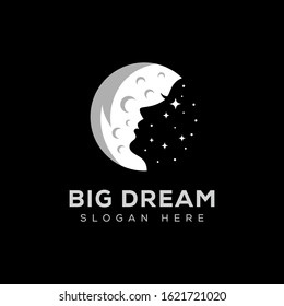 Big Dream, Black Beauty Sleep Dream With Moon Logo Design Vector Template