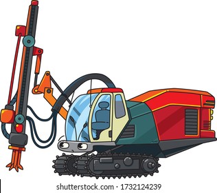 Big drilling machine or truck. Car with eyes