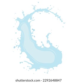 Big drop splash icon with splashes. Icon of flowing drop, wave, splash, splash of nature isolated on white background. Dripping liquid. Water spill. A drop of rain and a drop of sweat.
