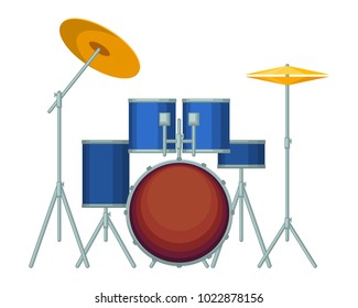 Big Drum Set In Blue Corpus On Metal Stands