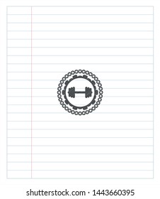 big dumbbell icon drawn in pencil. Vector Illustration. Detailed.