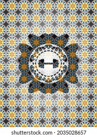 gran icono de dumbbell dentro de la insignia de estilo arabesco. decoración árabe. 