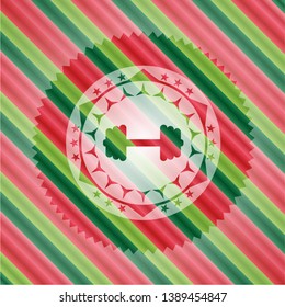 big dumbbell icon inside christmas badge.