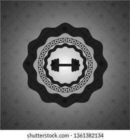 big dumbbell icon inside dark badge