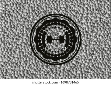 ícono de gran tontería dentro del emblema oscuro con fondo de burbujas. Retro. Ilustración vectorial. Detallado.