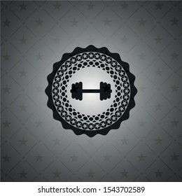 big dumbbell icon inside retro style black emblem