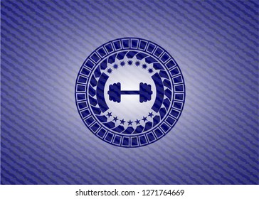 big dumbbell icon with jean texture