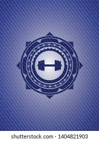 big dumbbell icon with jean texture