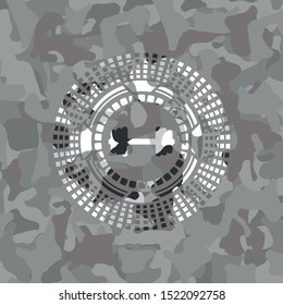 big dumbbell icon on grey camo pattern