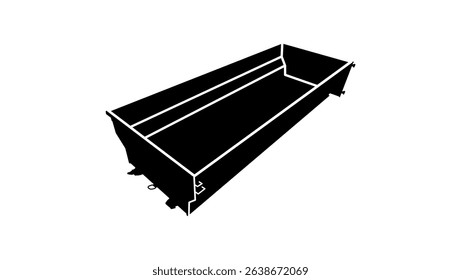 big dumpster top view, black isolated silhouette