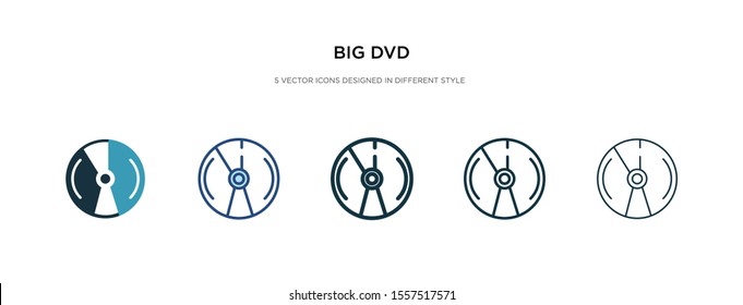 big dvd icon in different style vector illustration. two colored and black big dvd vector icons designed in filled, outline, line and stroke style can be used for web, mobile, ui