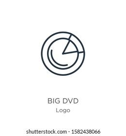 Big dvd icon. Thin linear big dvd outline icon isolated on white background from logo collection. Line vector sign, symbol for web and mobile