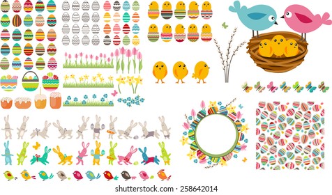 Big Easter collection with eggs,chickens and rabbits 