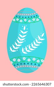 Big Easter egg in pastel colors with hand drawn design, for postcards, poster design for Easter.