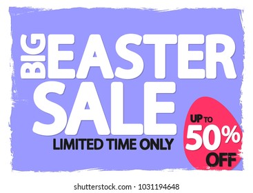 Big Easter Sale, up to 50% off, poster design template, vector illustration
