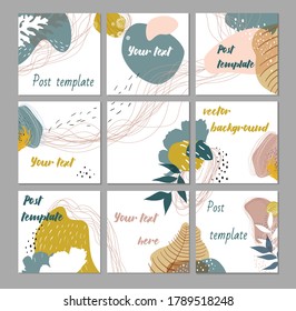 Big editable puzzle template for social media post templates. Instagram business, fashion, brand ad templates collection for posts and stories advertising. Soft pale pastel color palette.For instagram