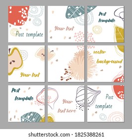 Big editable puzzle template for social media post templates.   business, fashion, brand ad templates collection for posts and stories advertising. Soft pale pastel color palette.  For instagram