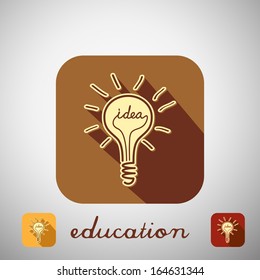 Big education icon with shadow. Vector illustration.