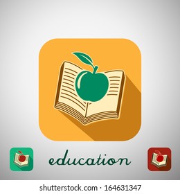 Big education icon with shadow. Vector illustration.