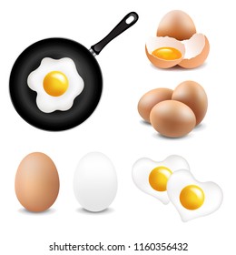 Big Eggs Collection White Background With Gradient Mesh, Vector Illustration

