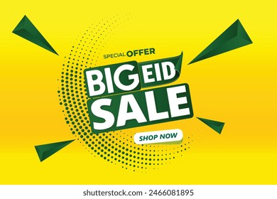 Big Eid Sale Banner , Big Eid Festival Sale Banner , gelber Hintergrund