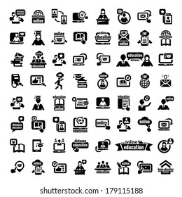 Big Elegant Education Concept Icons Set.